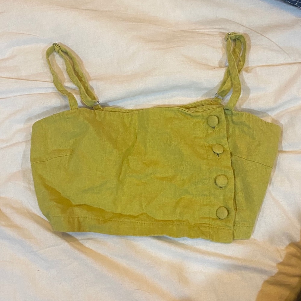 Green button forever 21 crop top
